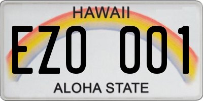 HI license plate EZO001