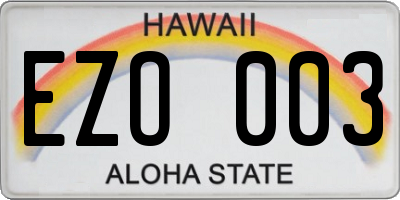 HI license plate EZO003