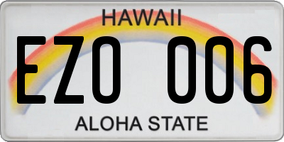 HI license plate EZO006