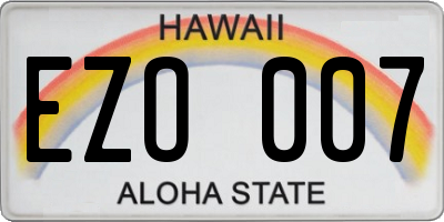 HI license plate EZO007