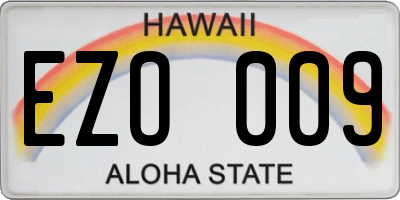 HI license plate EZO009