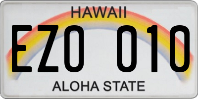 HI license plate EZO010
