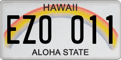 HI license plate EZO011