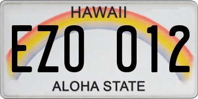 HI license plate EZO012
