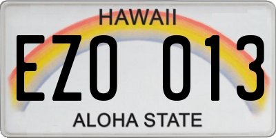 HI license plate EZO013
