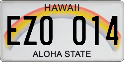 HI license plate EZO014