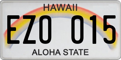 HI license plate EZO015