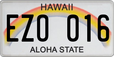 HI license plate EZO016