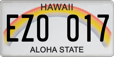 HI license plate EZO017