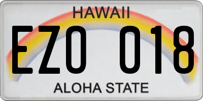HI license plate EZO018