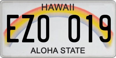 HI license plate EZO019