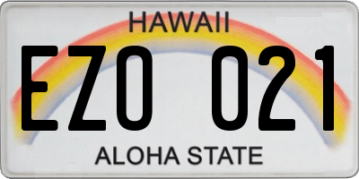 HI license plate EZO021