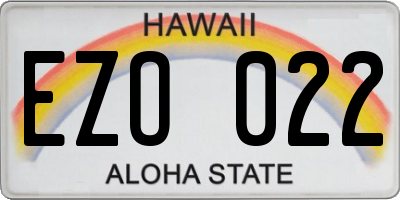 HI license plate EZO022