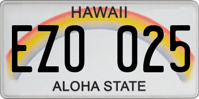 HI license plate EZO025