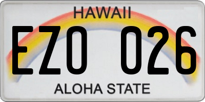 HI license plate EZO026