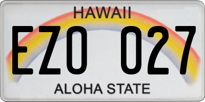 HI license plate EZO027