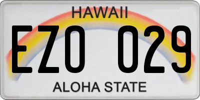 HI license plate EZO029