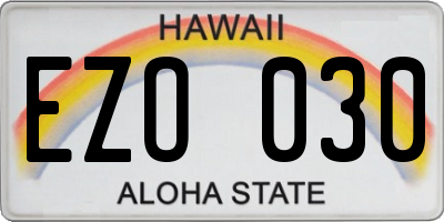 HI license plate EZO030