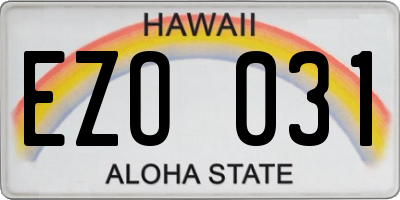HI license plate EZO031