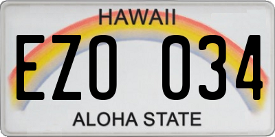 HI license plate EZO034
