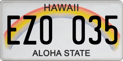 HI license plate EZO035