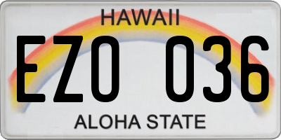 HI license plate EZO036