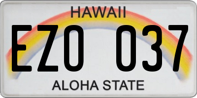 HI license plate EZO037
