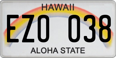 HI license plate EZO038