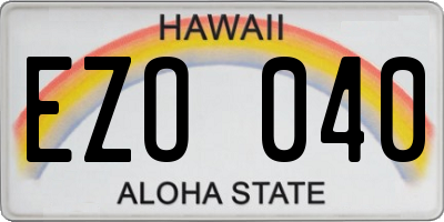 HI license plate EZO040