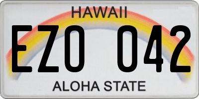 HI license plate EZO042
