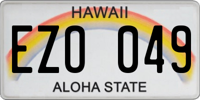 HI license plate EZO049