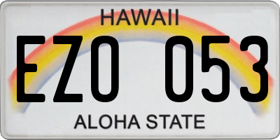 HI license plate EZO053