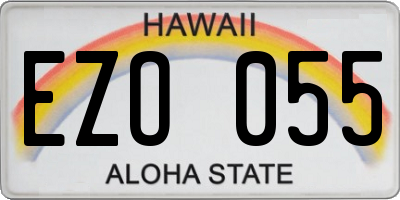 HI license plate EZO055