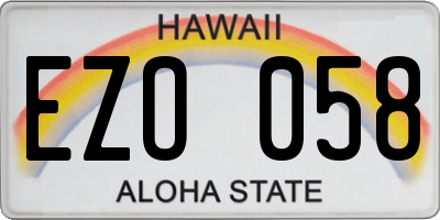 HI license plate EZO058
