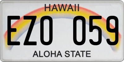 HI license plate EZO059