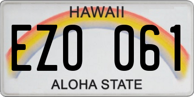 HI license plate EZO061
