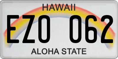 HI license plate EZO062