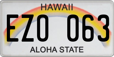 HI license plate EZO063