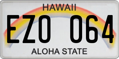 HI license plate EZO064