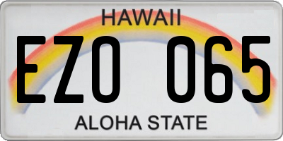 HI license plate EZO065