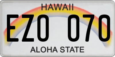 HI license plate EZO070