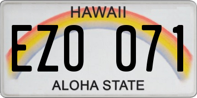 HI license plate EZO071