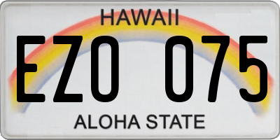 HI license plate EZO075