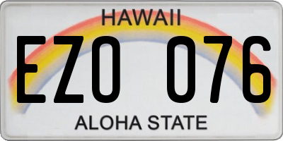 HI license plate EZO076