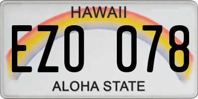 HI license plate EZO078