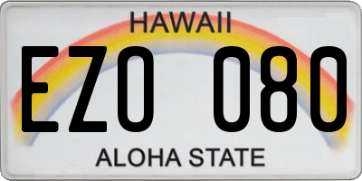 HI license plate EZO080