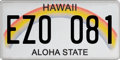 HI license plate EZO081