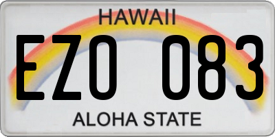 HI license plate EZO083