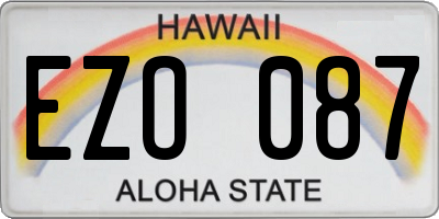 HI license plate EZO087