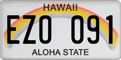 HI license plate EZO091